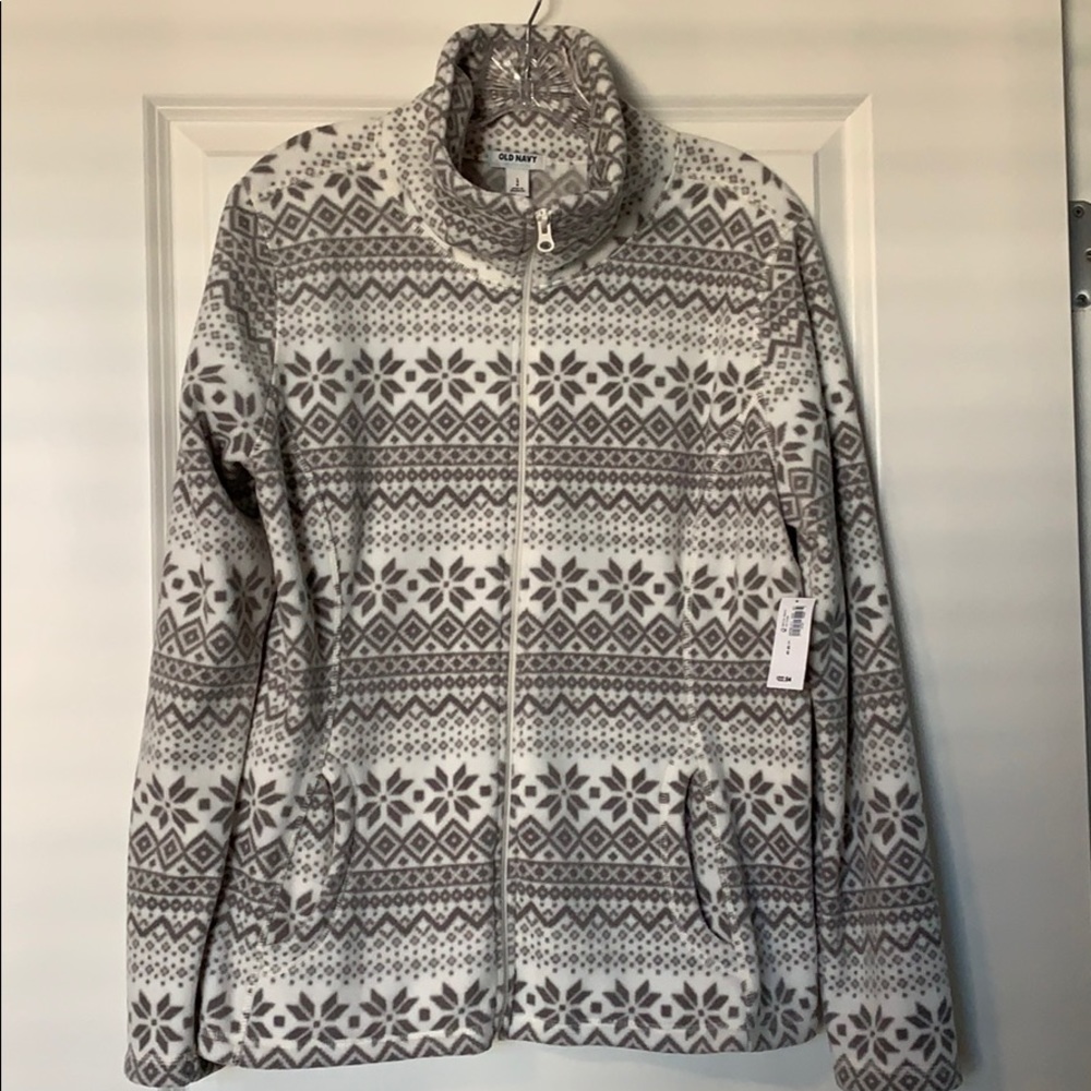NWT! Old Navy Snowflake Fleece Zip Up Jacket- Sz L